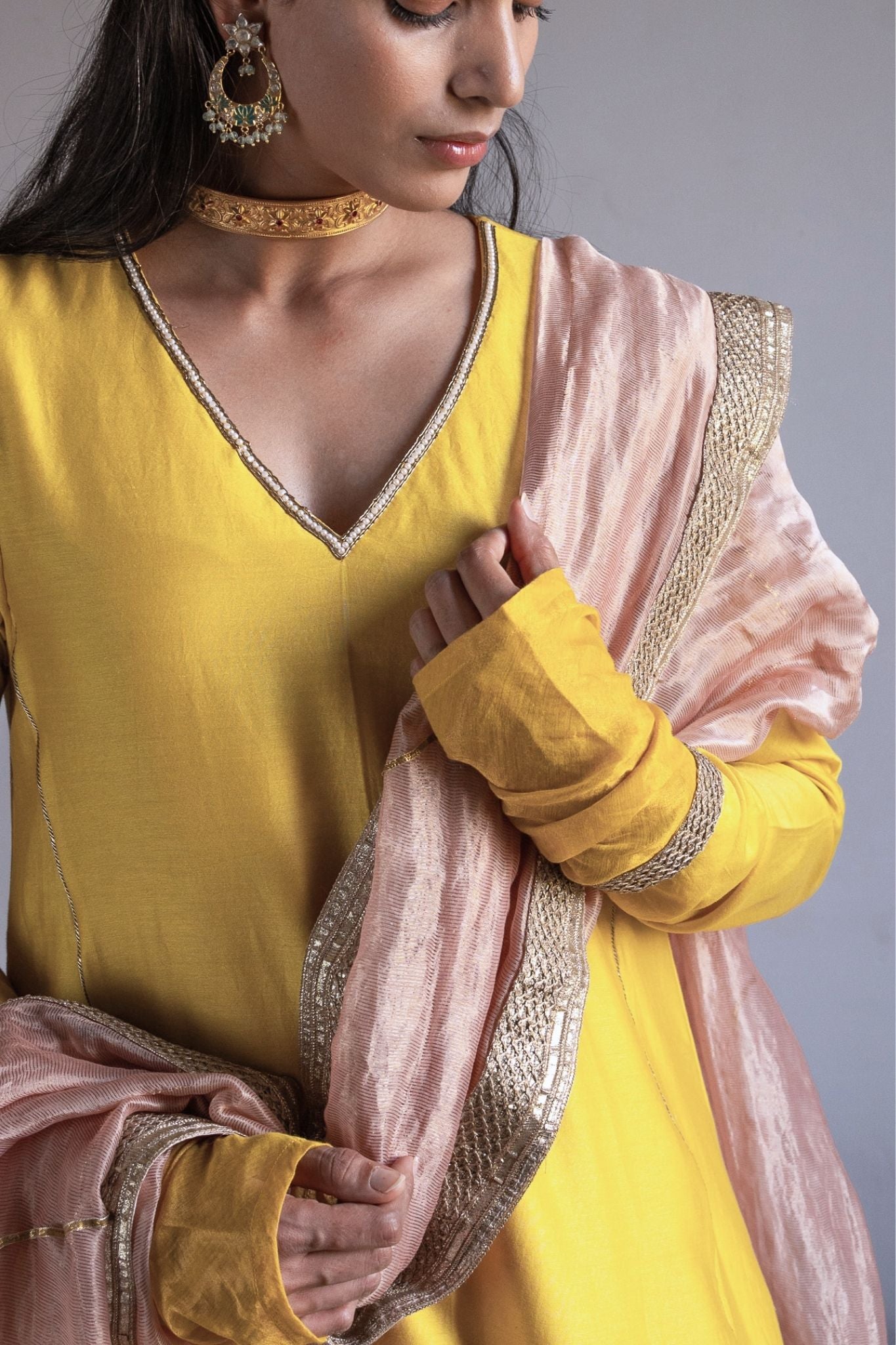 Anu kurta in Yellow Chanderi with pants