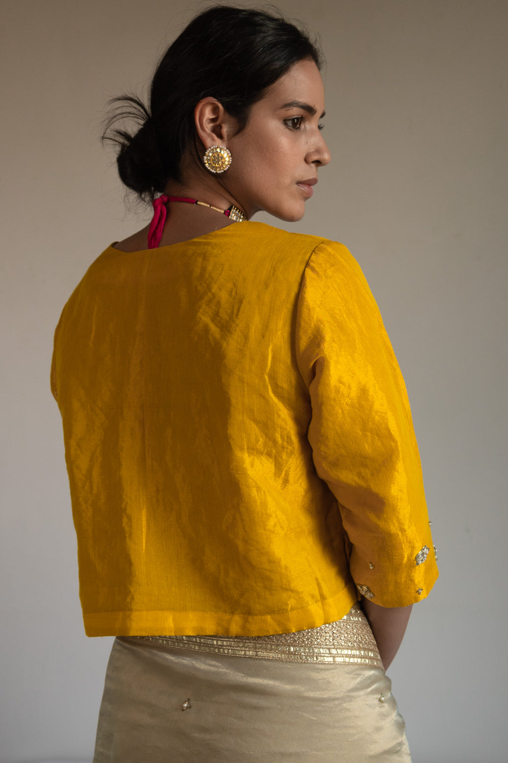 FB Blouse in Yellow Handloom Tissue