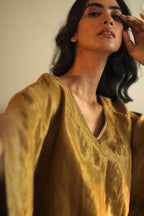 Kaftan In Antique Gold Handloom Tissue