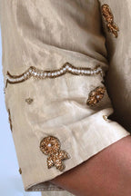 Mini V kurta in Ivory Handloom Tissue with garara