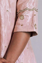 Mini V kurta in Ash pink Handloom Tissue with garara