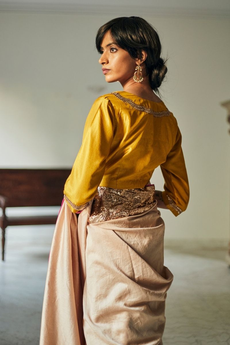 Jaipur Sari In Warm Chai Beige Chanderi