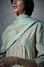 Anu Kurta In Pista Octa Gota Chanderi With Pants