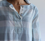 HK Kurta in Blue Jamdani Lungi Checks with Pants
