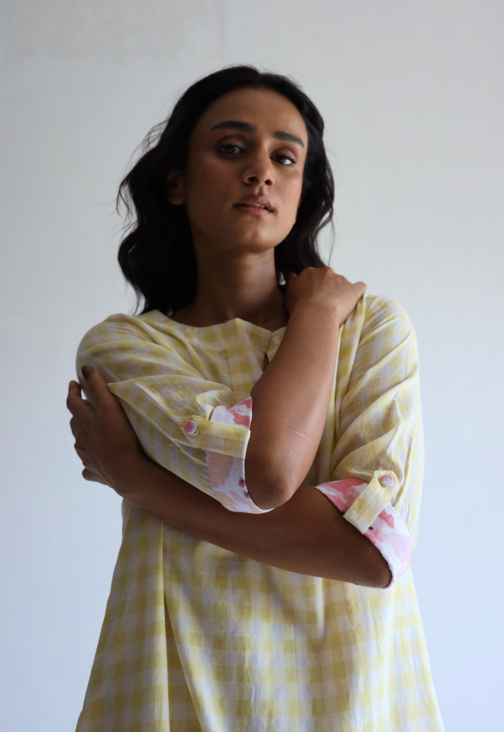 HK Kurta in Kesar Yellow Jamdani Gamcha Checks with Pants