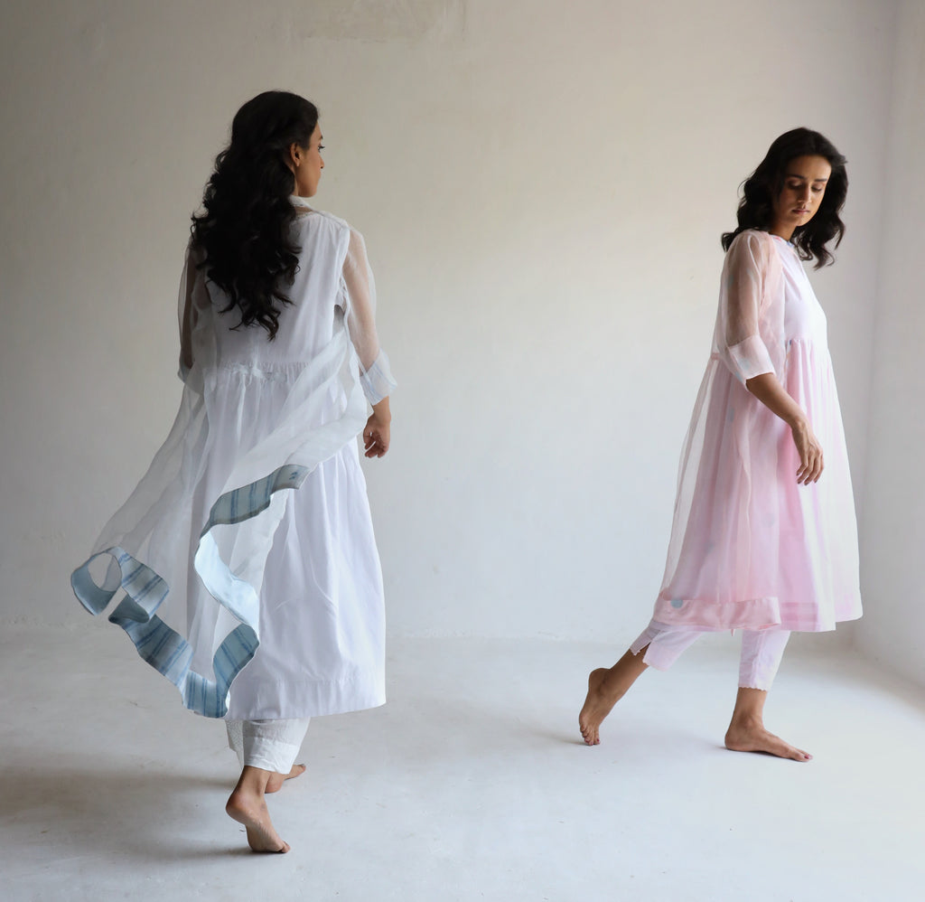 Sleeveless Ana Dress in White Bengal Handloom