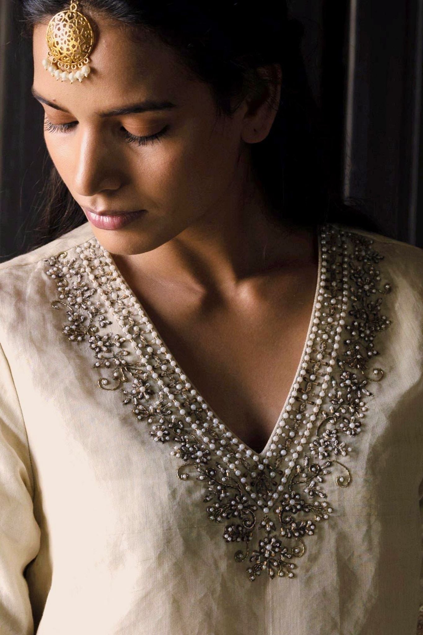 Noor Kurta in Ivory Handloom Tissue with Pants