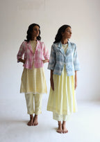 HK Kurta in Kesar Yellow Jamdani Gamcha Checks with Pants