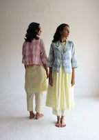 HK Kurta in Kesar Yellow Jamdani Gamcha Checks with Pants