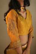 Semi Stitched Nina Blouse In Ochre Chanderi