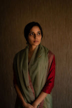 Green silk organza Sari with zardosi hand embroidery