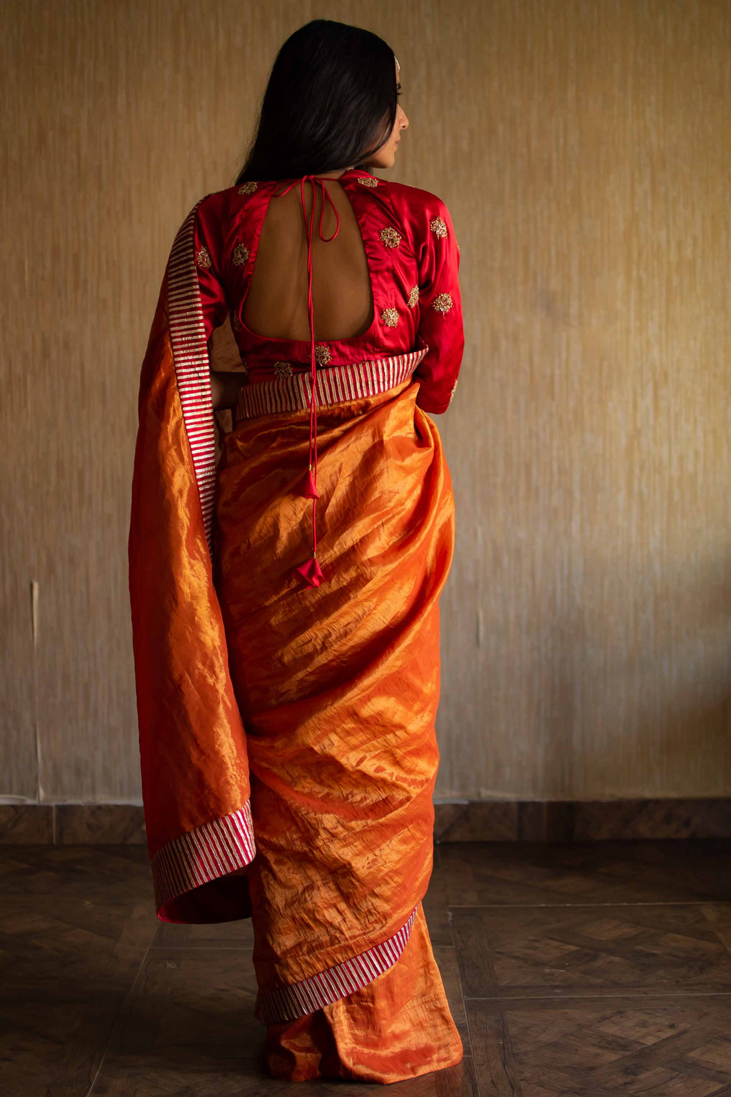 Sari in Orange Tissue