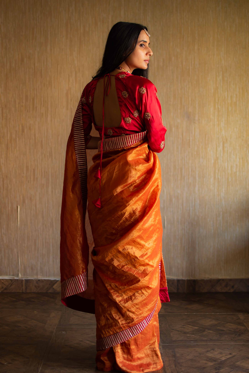 Sari in Orange Tissue