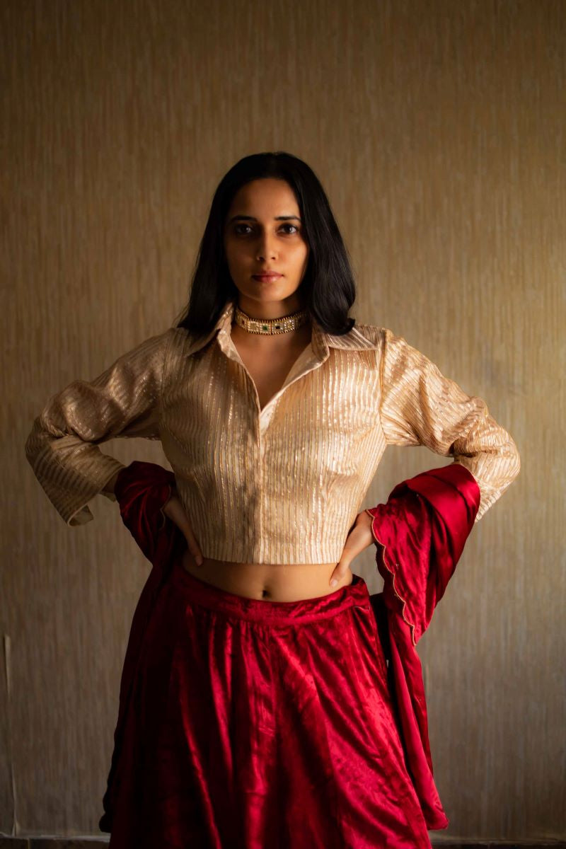 Red Velvet Lehenga Set