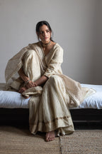 Dupatta in Ivory Chanderi & CC gota