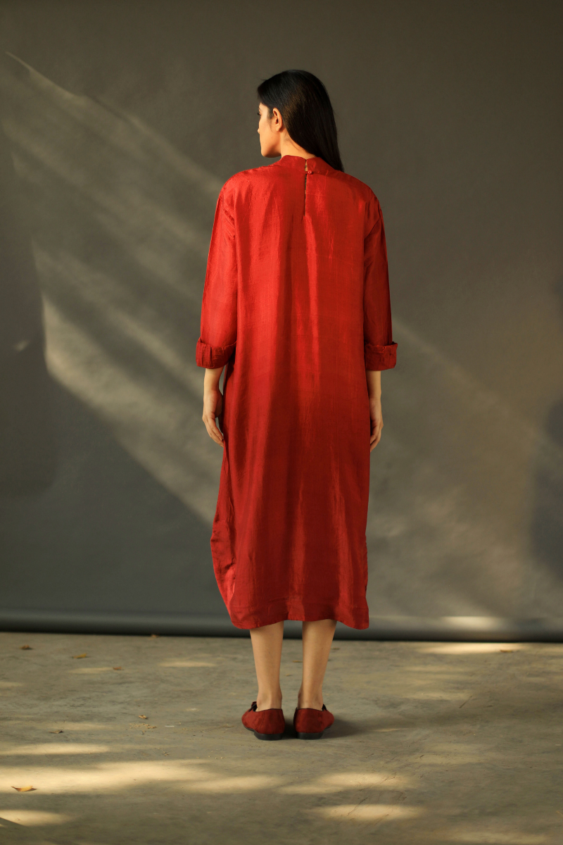 Rina Dress In Red Silk
