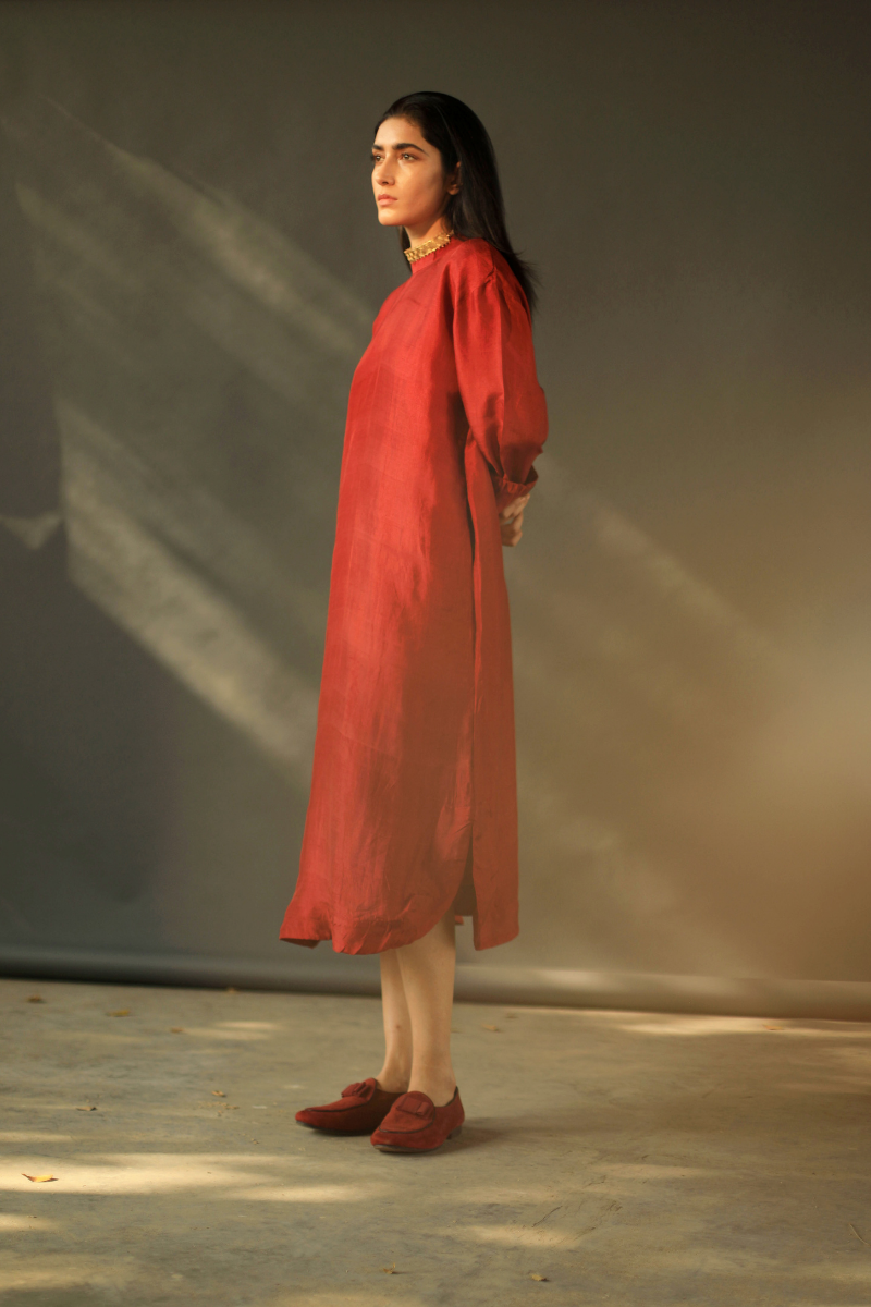 Rina Dress In Red Silk