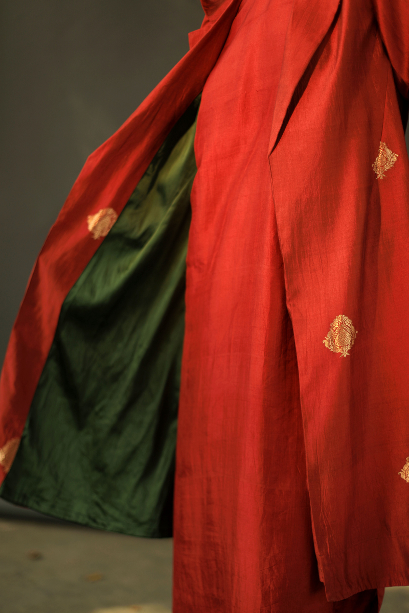 Sally Jacket In Red Benarasi Brocade Silk