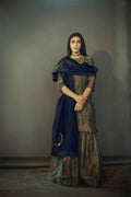 Char Chand Stole in Navy Chanderi