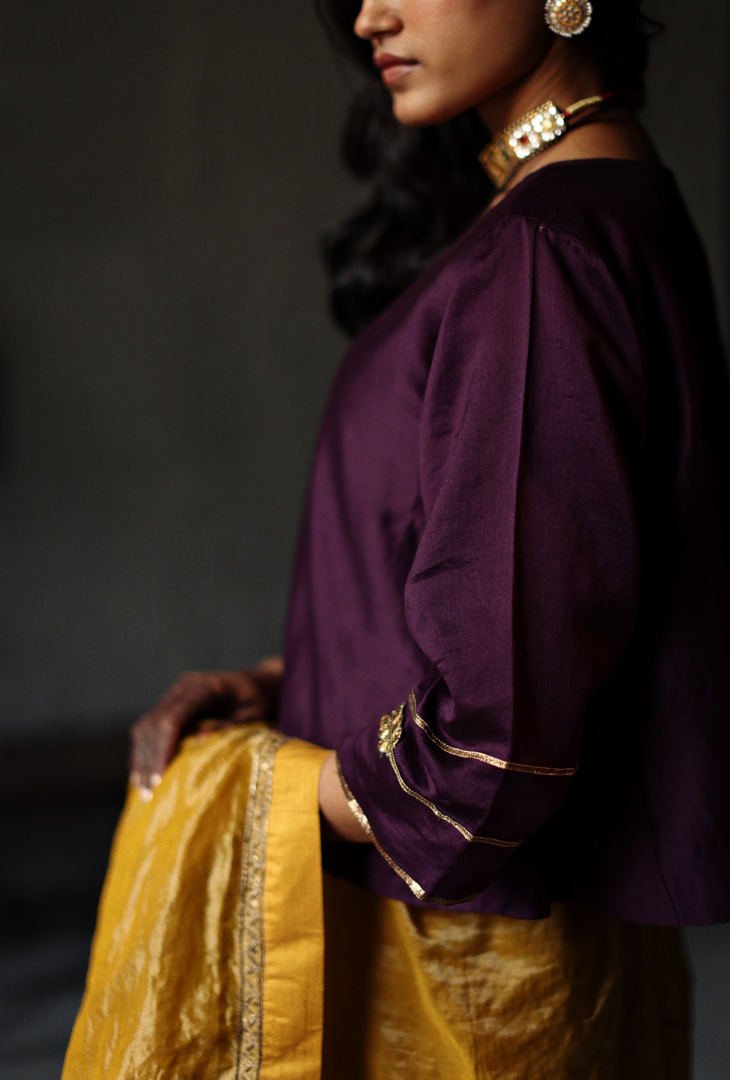 Reshma Blouse in Garnet Purple Chanderi