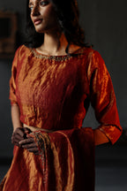 Boat neck Blouse in Ruby Red Tissue