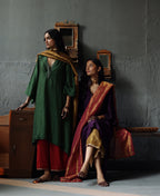 Ooch Neech in Garnet Purple Raw Silk with Farshi