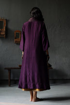 Ooch Neech in Garnet Purple Raw Silk with Farshi