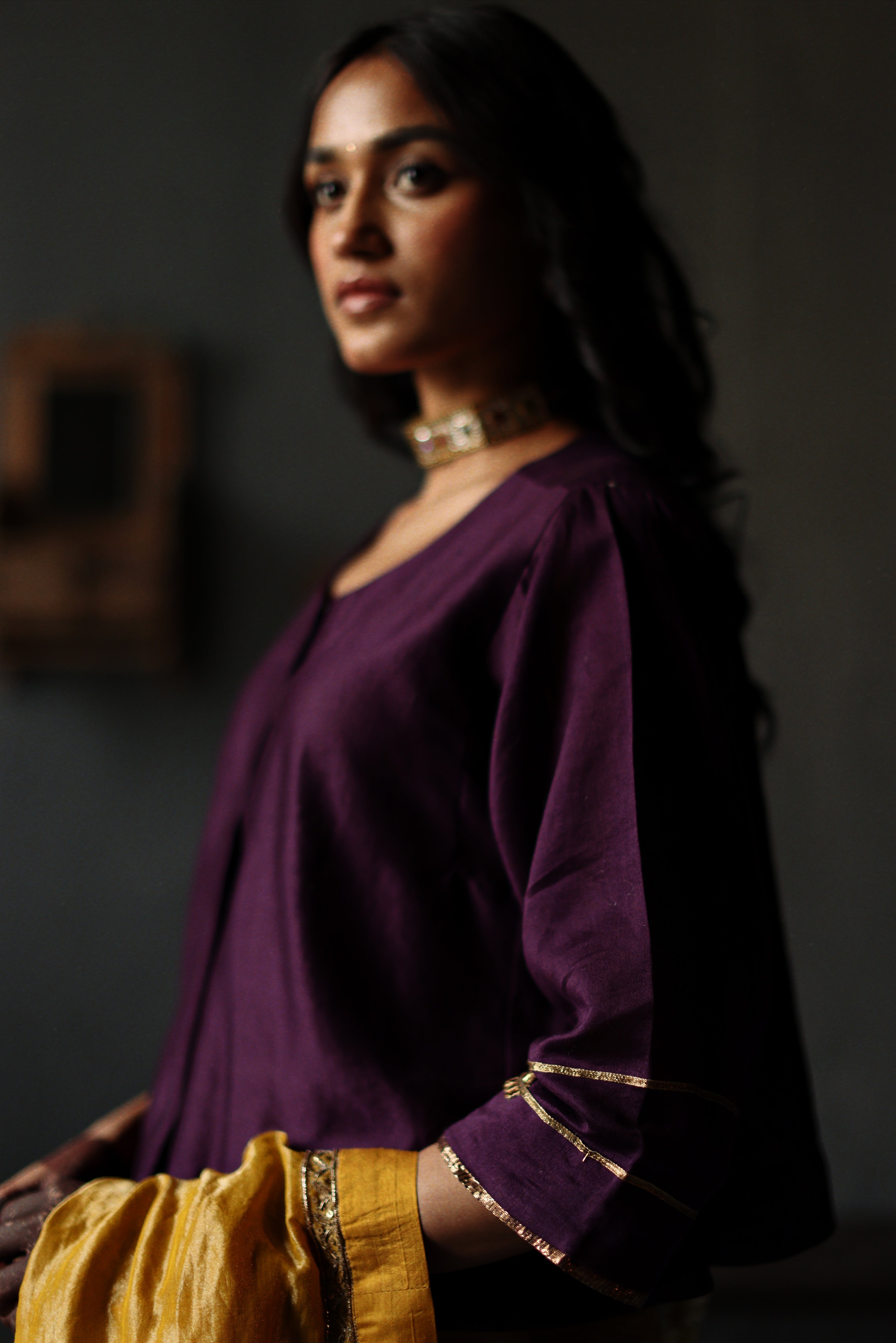 Reshma Blouse in Garnet Purple Chanderi