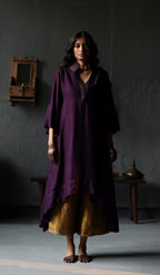 Ooch Neech in Garnet Purple Raw Silk with Farshi