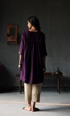 Empireline Kurta in Garnet Purple Raw Silk with Shalwar
