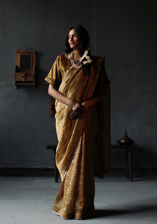 Sari in Vintage Gold Tissue Stripes