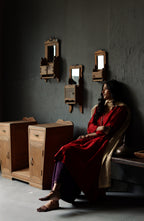 Ooch Neech in Ruby Red Raw Silk with Farshi