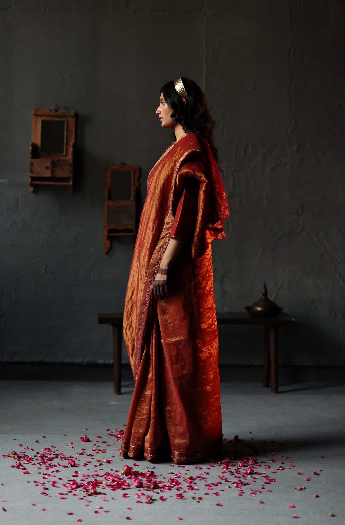 Sari in Ruby Red Tissue