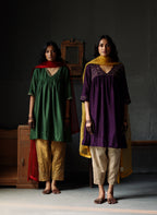 Empireline Kurta in Garnet Purple Raw Silk with Shalwar