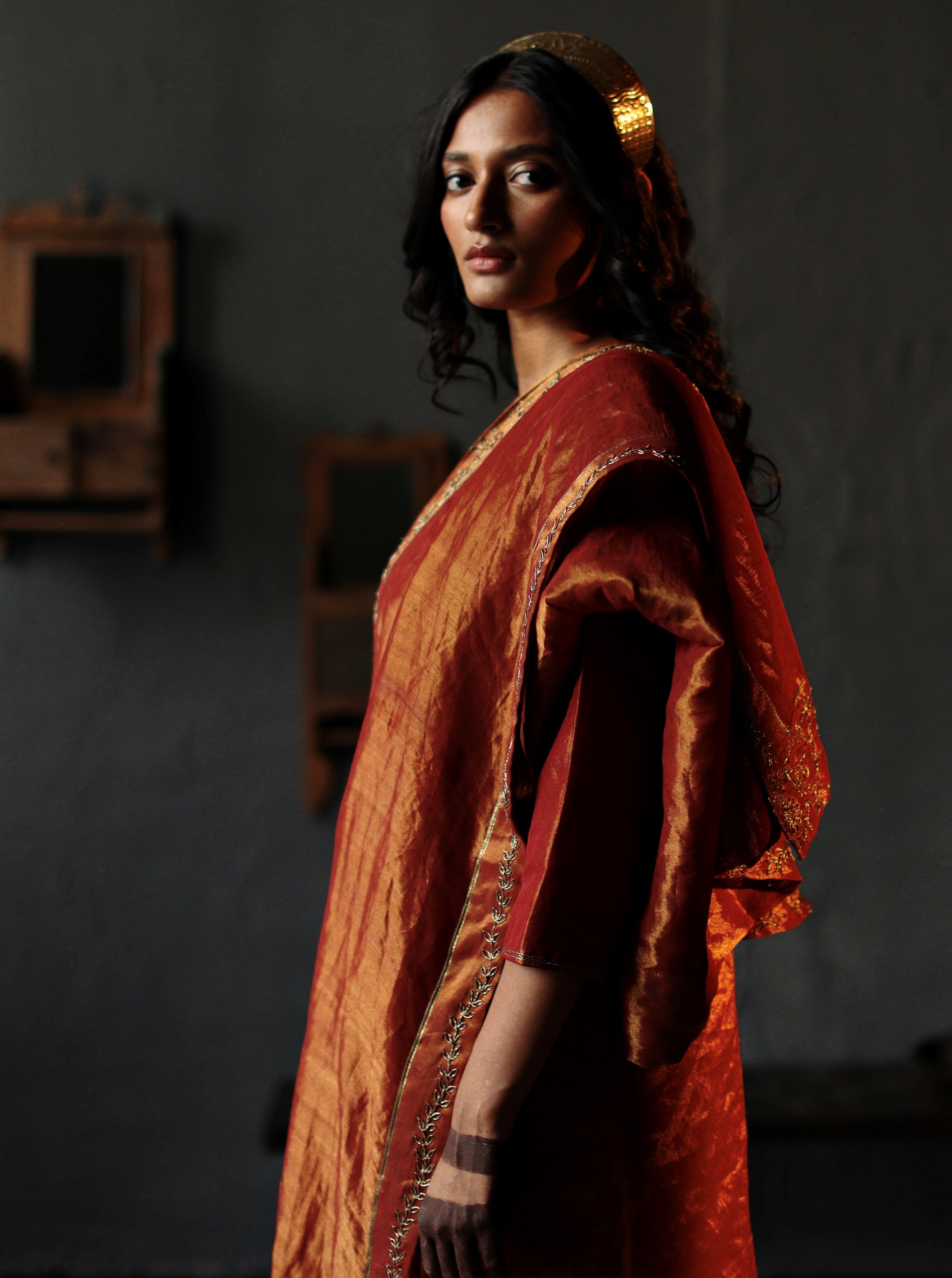 Sari in Ruby Red Tissue