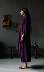 Ooch Neech in Garnet Purple Raw Silk with Farshi