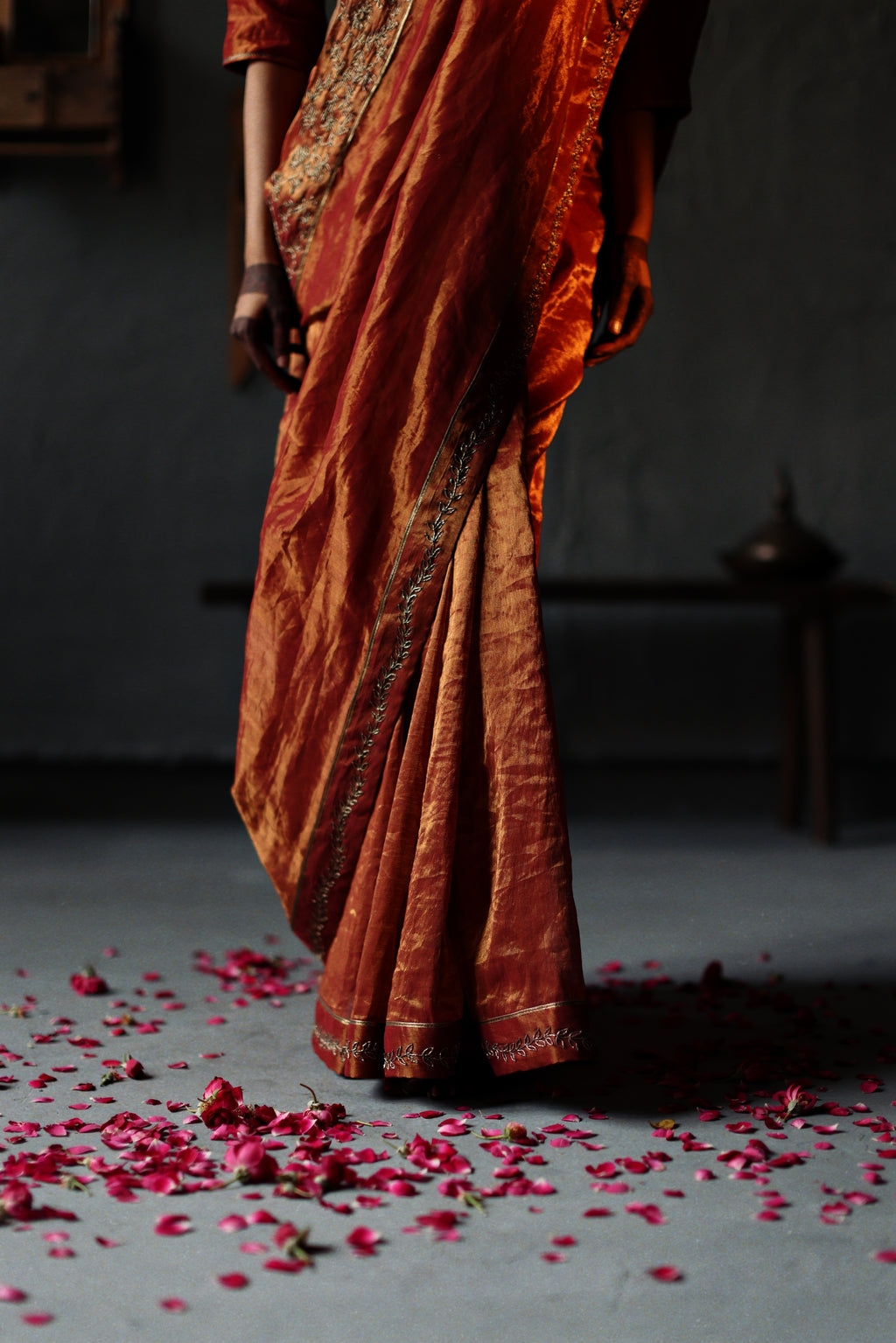 Sari in Ruby Red Tissue