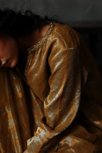 Maxi Kurta in Vintage Gold Tissue stripes Chanderi with Pants