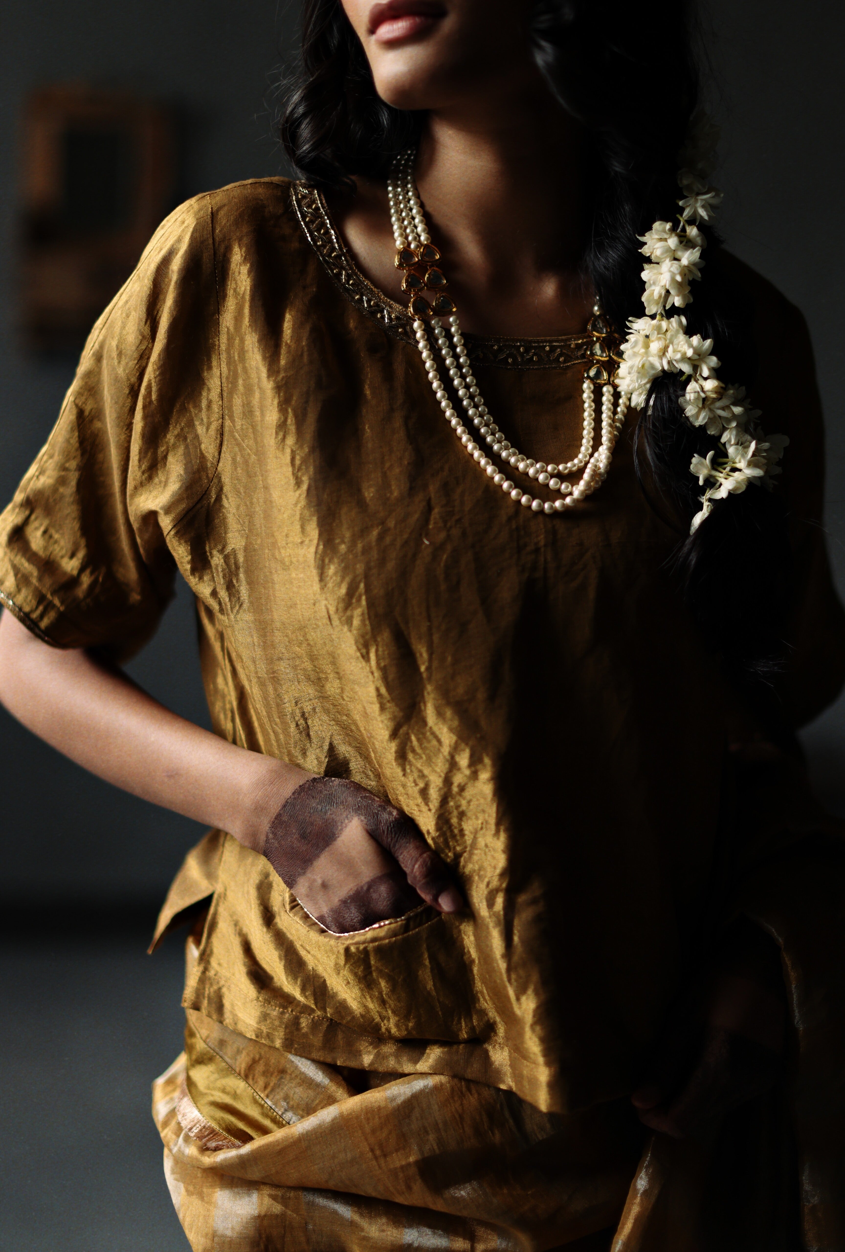 Bundi Blouse in Vintage Gold Tissue