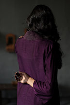 Ooch Neech in Garnet Purple Raw Silk with Farshi