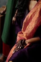 Dupatta in Ruby Red Tissue stripes