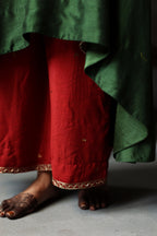 Ooch Neech in Emerald Green Raw Silk with Farshi