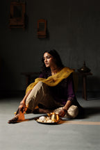 Empireline Kurta in Garnet Purple Raw Silk with Shalwar