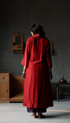 Ooch Neech in Ruby Red Raw Silk with Farshi