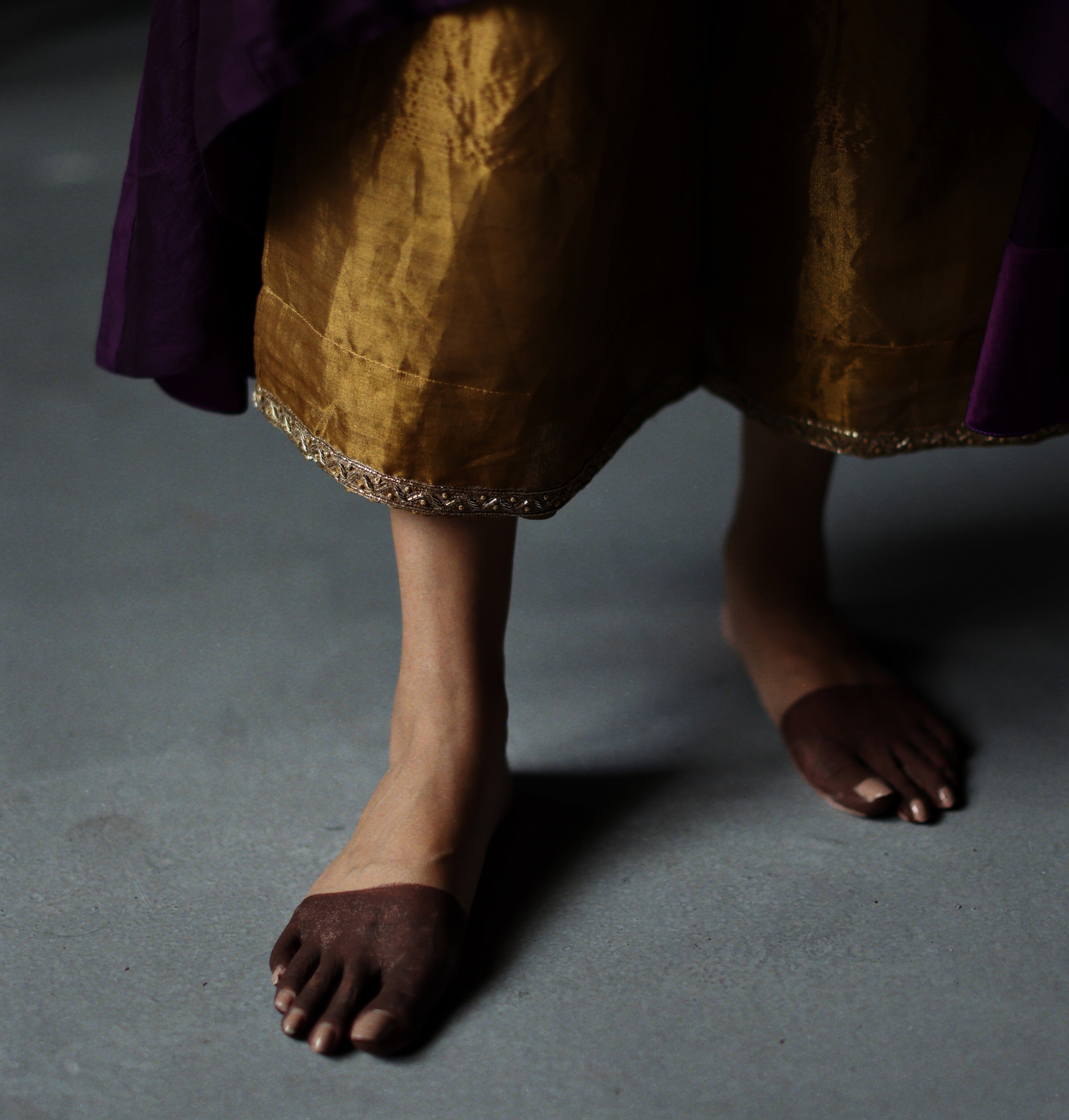 Ooch Neech in Garnet Purple Raw Silk with Farshi