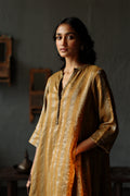 Maxi Kurta in Vintage Gold Tissue stripes Chanderi with Pants