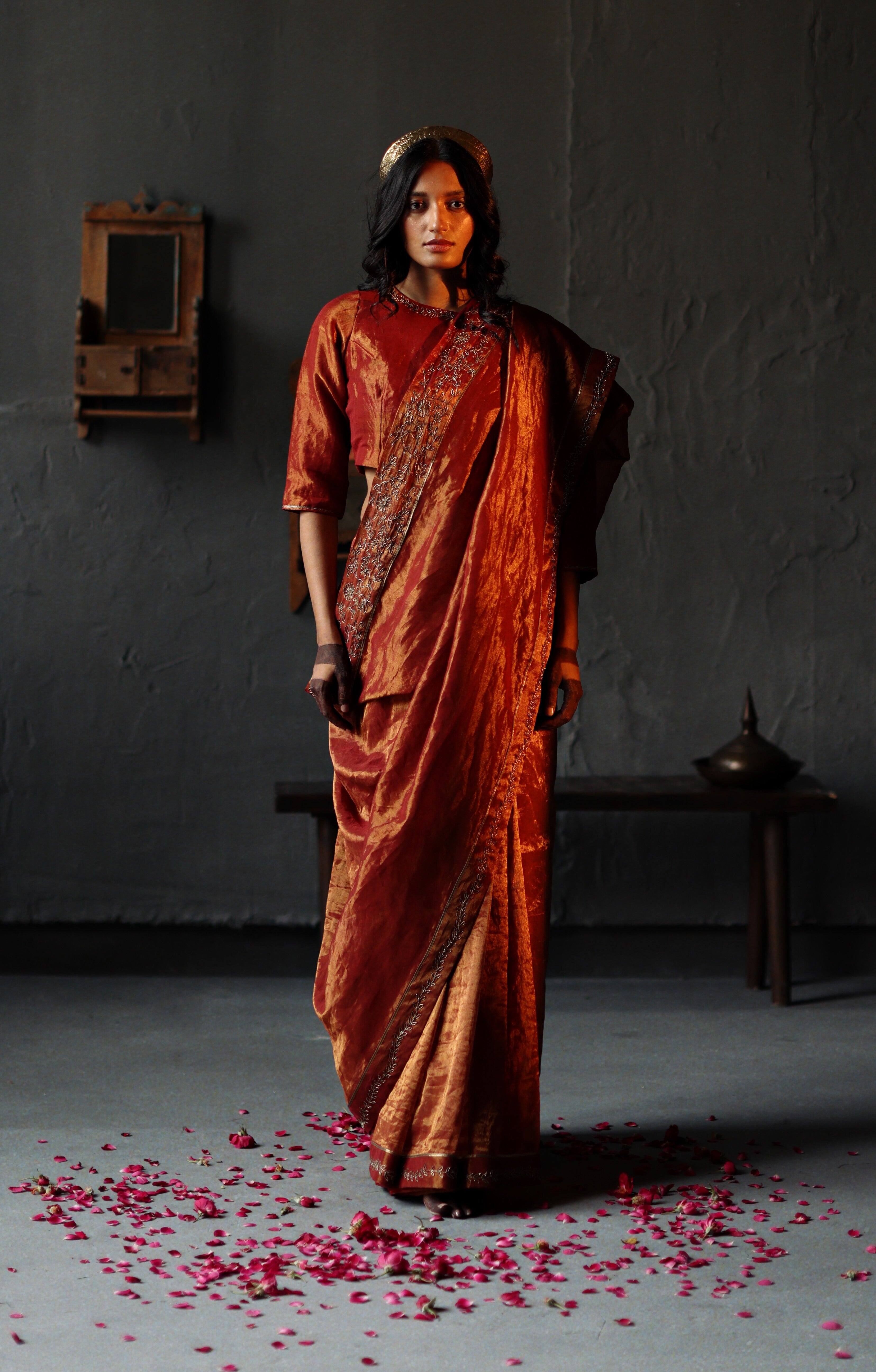 Sari in Ruby Red Tissue