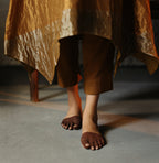 Asymmetrical Dress in Vintage Gold Tissue with Pants