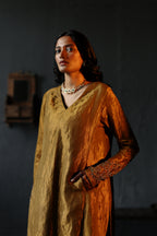 Tannu Kurta in Vintage Gold Tissue with Farshi