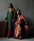 Ooch Neech in Emerald Green Raw Silk with Farshi